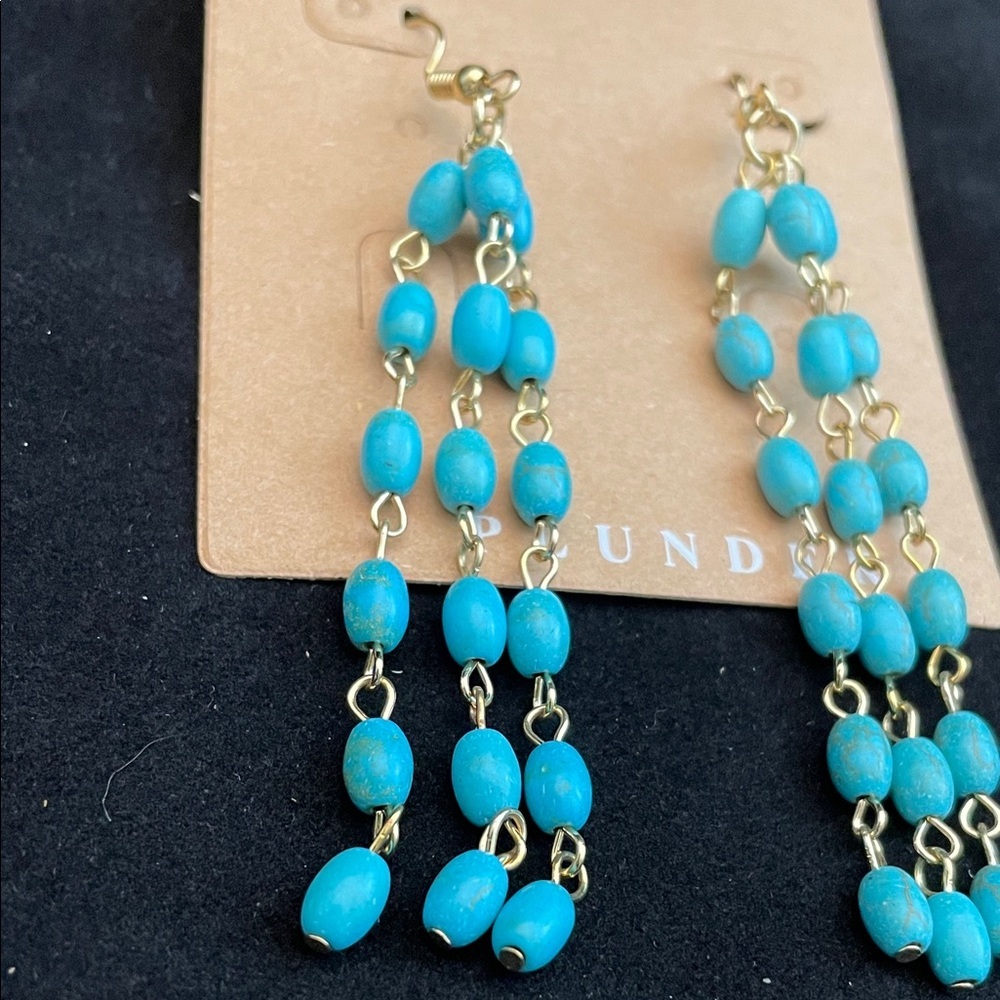 Plunder Design Fashion Jewelry Weslynn Turquoise Tassel Bead Drop Dangle Earring - Picture 5 of 6